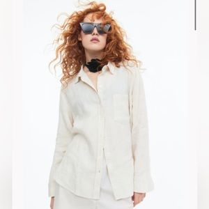 H&M NWT Beige Linen Button Down Shirt